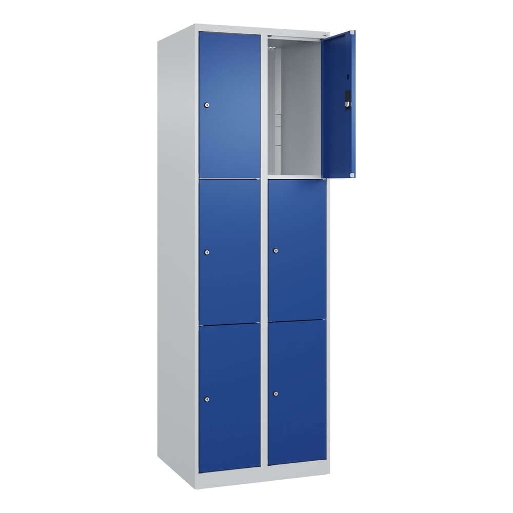 Produktabbildung Nr. 1: C+P Schließfachschrank Classic PLUS, 2 Abteile, HxBxT 1.850 x 600 x 500 mm, lichtgrau, enzianblau, 6 Fächer, Zylinderschloss