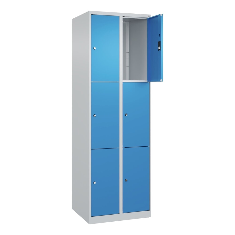 Produktabbildung Nr. 1: C+P Schließfachschrank Classic PLUS, 2 Abteile, HxBxT 1.850 x 600 x 500 mm, lichtgrau, lichtblau, 6 Fächer, Zylinderschloss