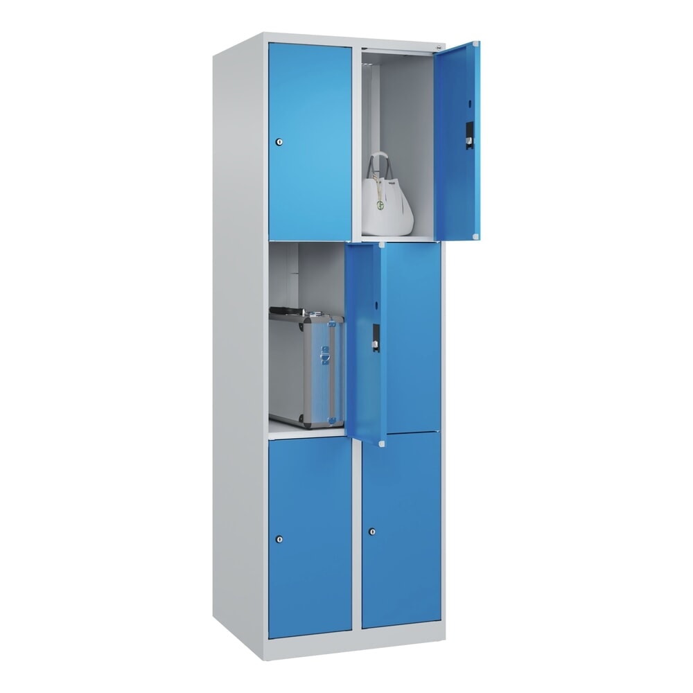 Produktabbildung Nr. 10: C+P Schließfachschrank Classic PLUS, 2 Abteile, HxBxT 1.850 x 600 x 500 mm, lichtgrau, lichtblau, 6 Fächer, Zylinderschloss