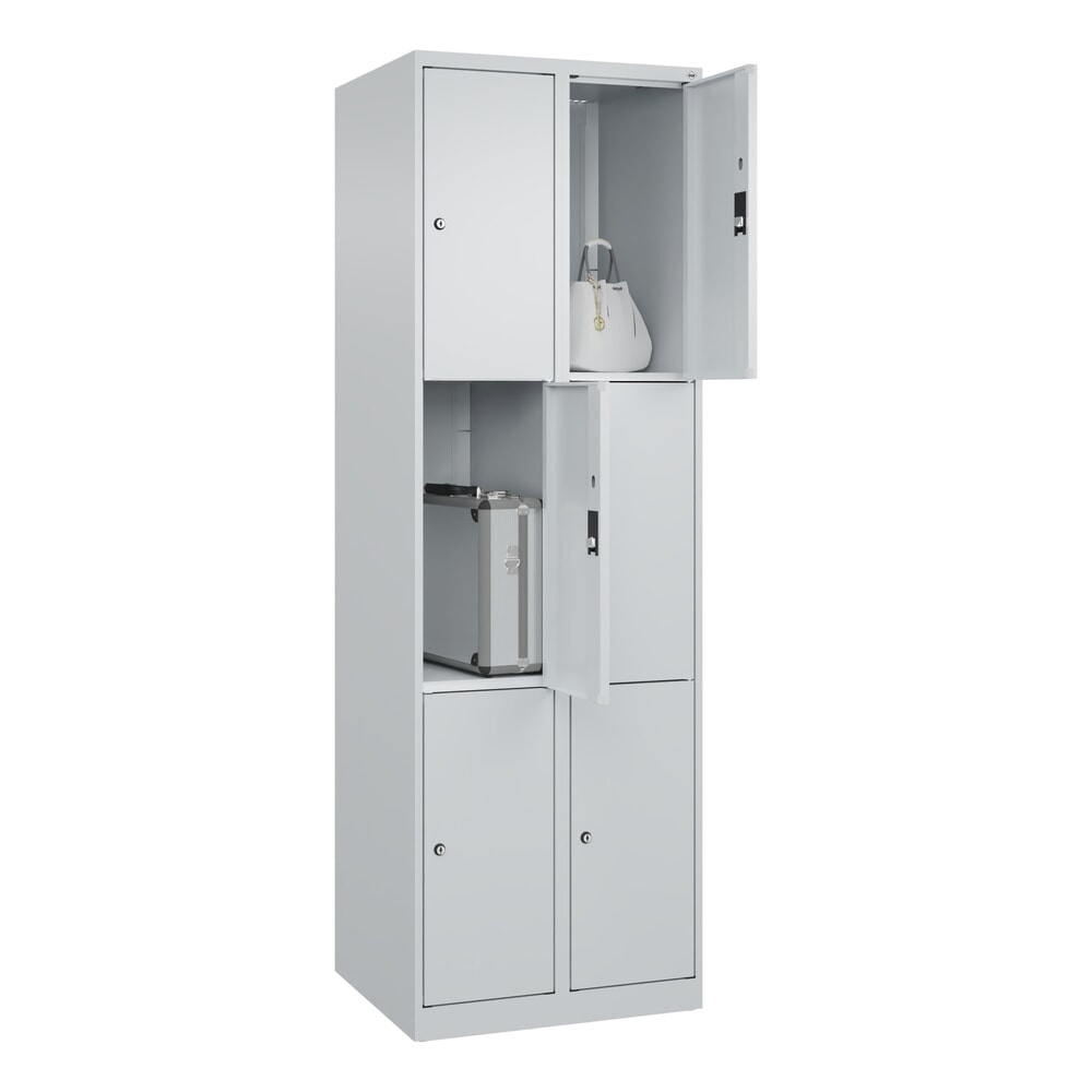 Produktabbildung Nr. 10: C+P Schließfachschrank Classic PLUS, 2 Abteile, HxBxT 1.850 x 600 x 500 mm, lichtgrau, lichtgrau, 6 Fächer, Zylinderschloss