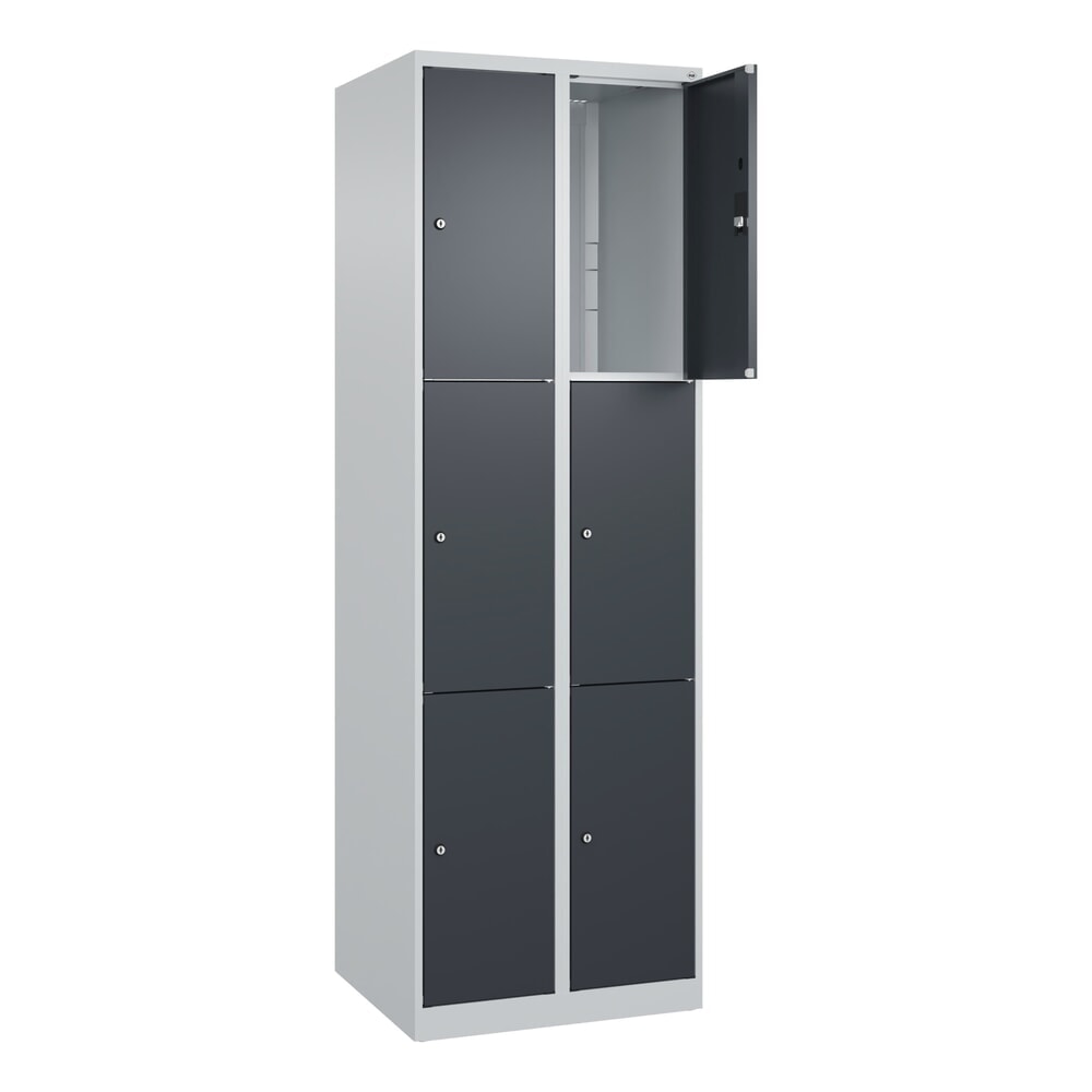 Produktabbildung Nr. 1: C+P Schließfachschrank Classic PLUS, 2 Abteile, HxBxT 1.850 x 600 x 500 mm, lichtgrau, anthrazitgrau, 6 Fächer, Zylinderschloss