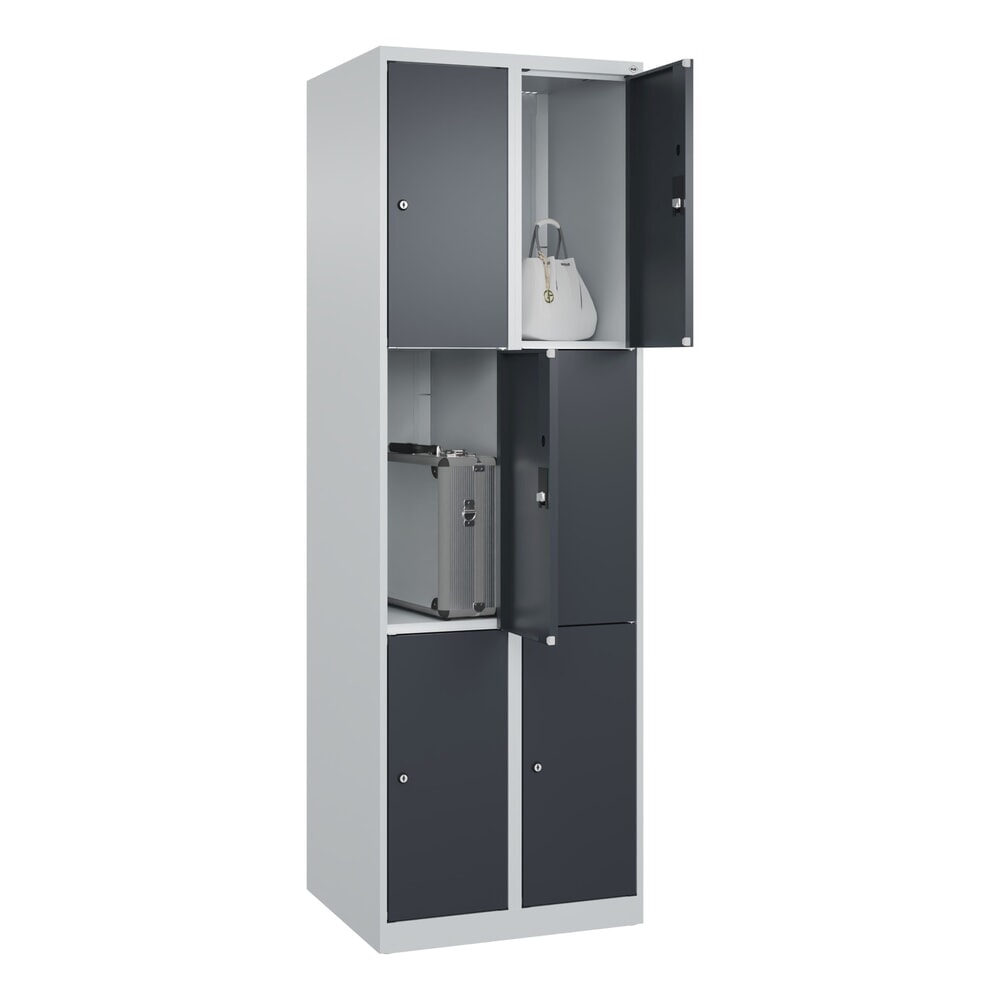 Produktabbildung Nr. 10: C+P Schließfachschrank Classic PLUS, 2 Abteile, HxBxT 1.850 x 600 x 500 mm, lichtgrau, anthrazitgrau, 6 Fächer, Zylinderschloss