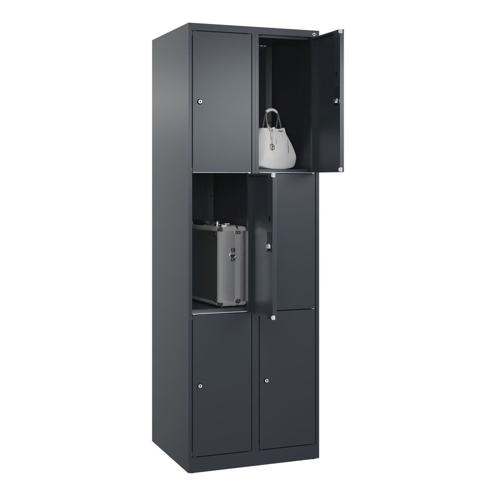 Produktabbildung Nr. 10: C+P Schließfachschrank Classic PLUS, 2 Abteile, HxBxT 1.850 x 600 x 500 mm, anthrazitgrau, anthrazitgrau, 6 Fächer, Zylinderschloss