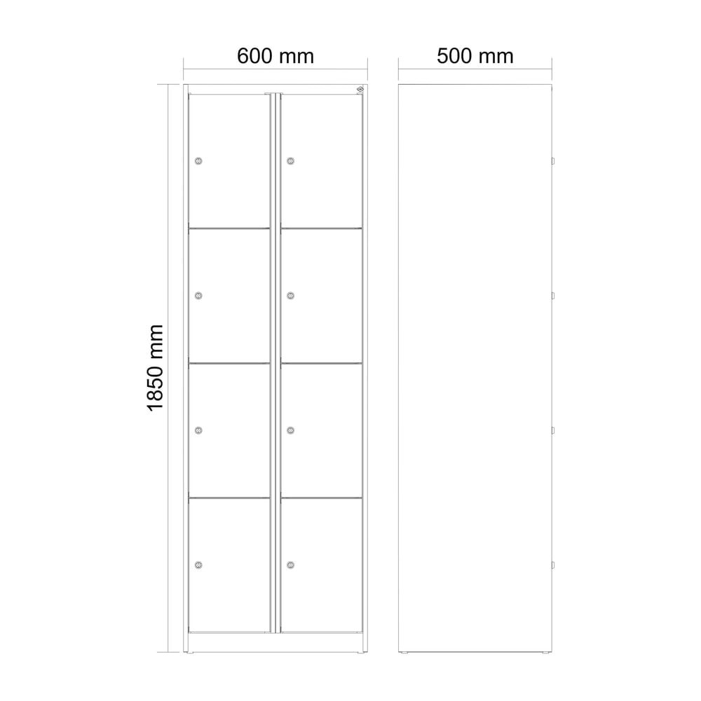 Produktabbildung Nr. 8: C+P Schließfachschrank Classic PLUS, 2 Abteile, HxBxT 1.850 x 600 x 500 mm, lichtgrau, lichtgrau, 8 Fächer, Zylinderschloss