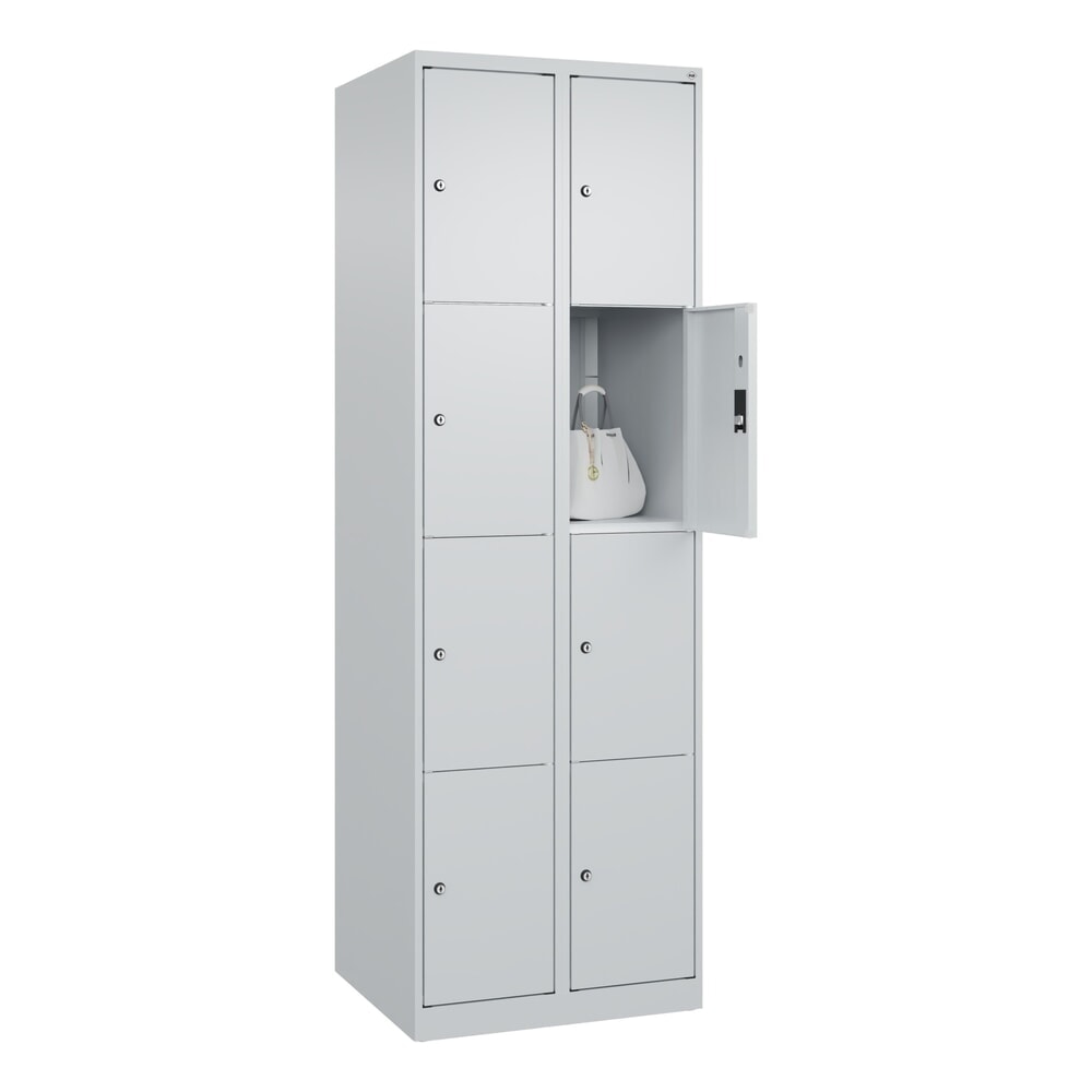 Produktabbildung Nr. 10: C+P Schließfachschrank Classic PLUS, 2 Abteile, HxBxT 1.850 x 600 x 500 mm, lichtgrau, lichtgrau, 8 Fächer, Zylinderschloss
