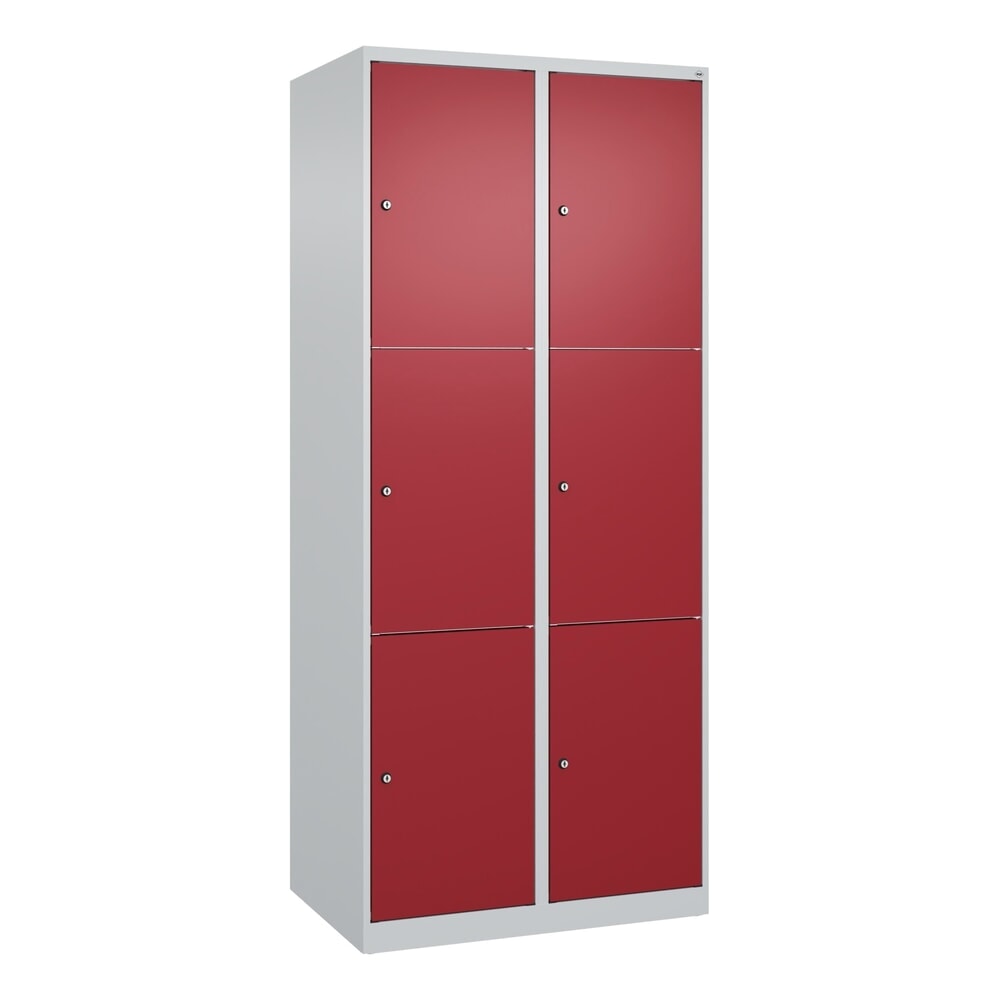 Produktabbildung Nr. 8: C+P Schließfachschrank Classic PLUS, 2 Abteile, HxBxT 1.850 x 800 x 500 mm, lichtgrau, rubinrot, 6 Fächer, Zylinderschloss
