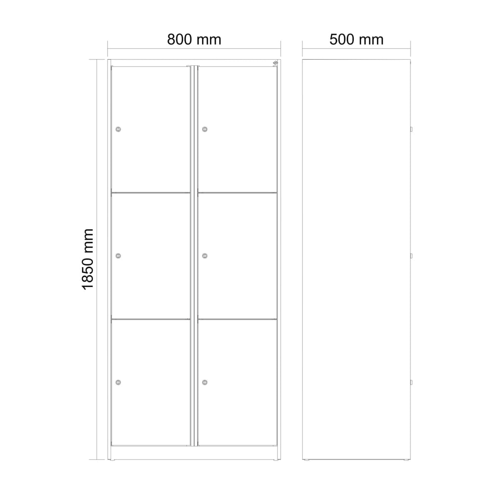 Produktabbildung Nr. 10: C+P Schließfachschrank Classic PLUS, 2 Abteile, HxBxT 1.850 x 800 x 500 mm, lichtgrau, rubinrot, 6 Fächer, Zylinderschloss