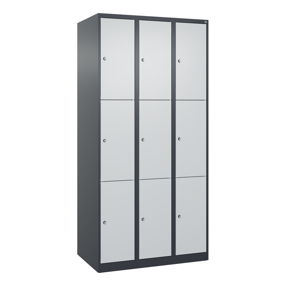 Produktabbildung Nr. 9: C+P Schließfachschrank Classic PLUS, 3 Abteile, HxBxT 1.850 x 900 x 500 mm, anthrazitgrau, lichtgrau, 9 Fächer, Zylinderschloss