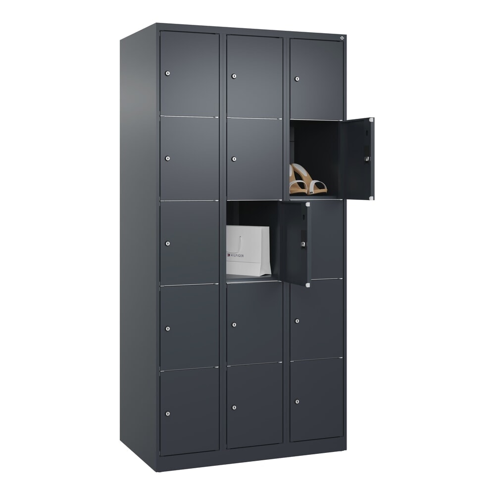 Produktabbildung Nr. 10: C+P Schließfachschrank Classic PLUS, 3 Abteile, HxBxT 1.850 x 900 x 500 mm, anthrazitgrau, anthrazitgrau, 15 Fächer, Zylinderschloss