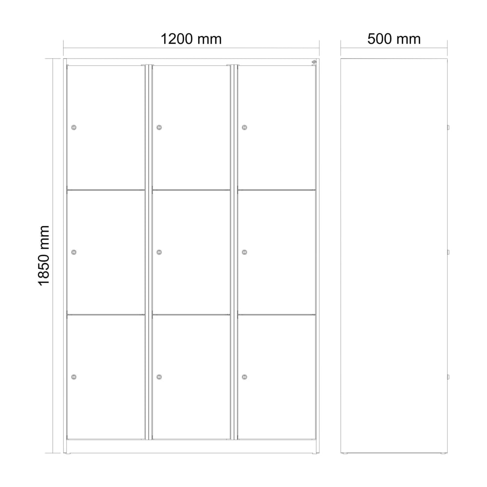 Produktabbildung Nr. 8: C+P Schließfachschrank Classic PLUS, 3 Abteile, HxBxT 1.850 x 1.200 x 500 mm, anthrazitgrau, anthrazitgrau, 9 Fächer, Zylinderschloss