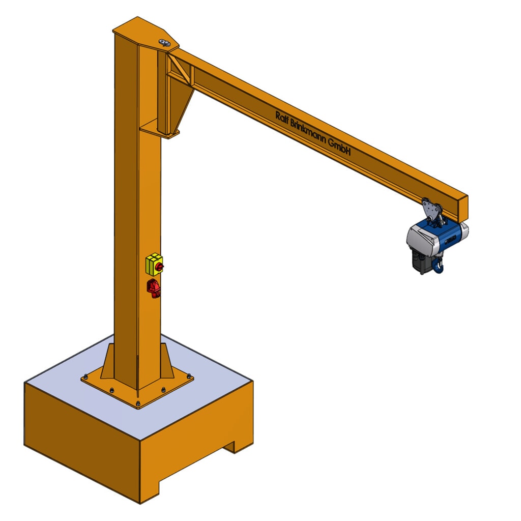 Produktabbildung Nr. 6: Brinkmann mobiler Säulenschwenkkran mit Stahl Ausleger, ABUS Kettenzug, Tragfähigkeit 160 kg, Ausladung 2 m