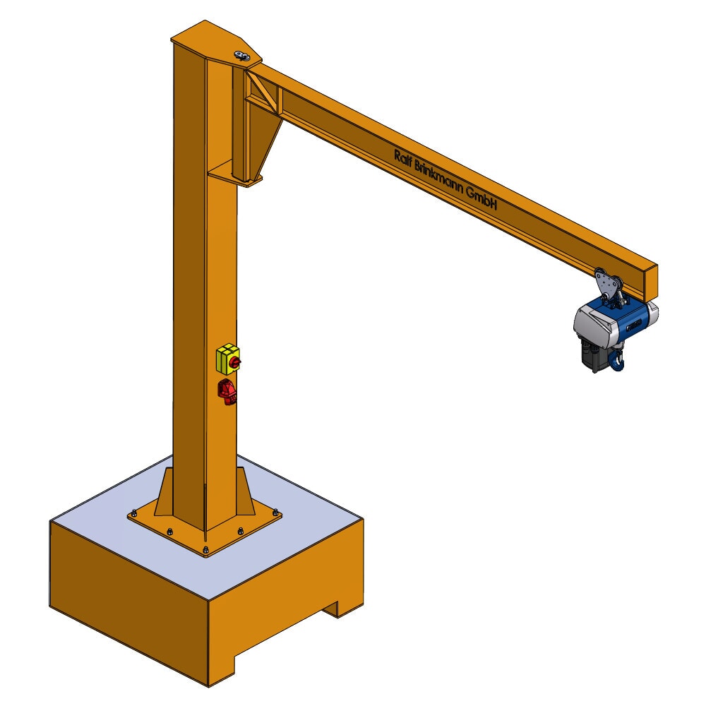 Produktabbildung Nr. 6: Brinkmann mobiler Säulenschwenkkran mit Aluminium Ausleger, ABUS Kettenzug, Tragfähigkeit 250 kg, Ausladung 2 m