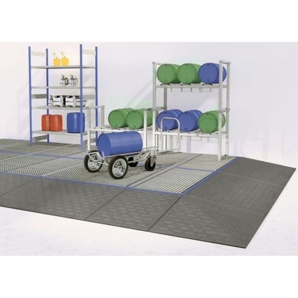 Denios Boden-Auffangwanne classic-line aus PE Einzelelement, mit verz. Gitterrost, HxBxT 150 x 790 x 790 mm Produktabbildung: Denios Boden-Auffangwanne classic-line aus PE Einzelelement, mit verz. Gitterrost, HxBxT 150 x 790 x 790 mm
