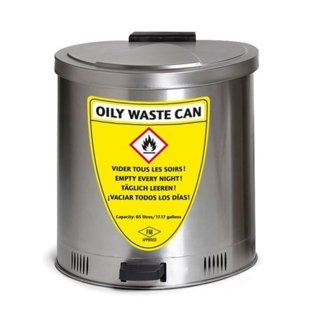 Illustration du produit: Denios conteneur de déchets de sécurité, en acier inoxydable, avec amortissement de couvercle, volumes de 65 l