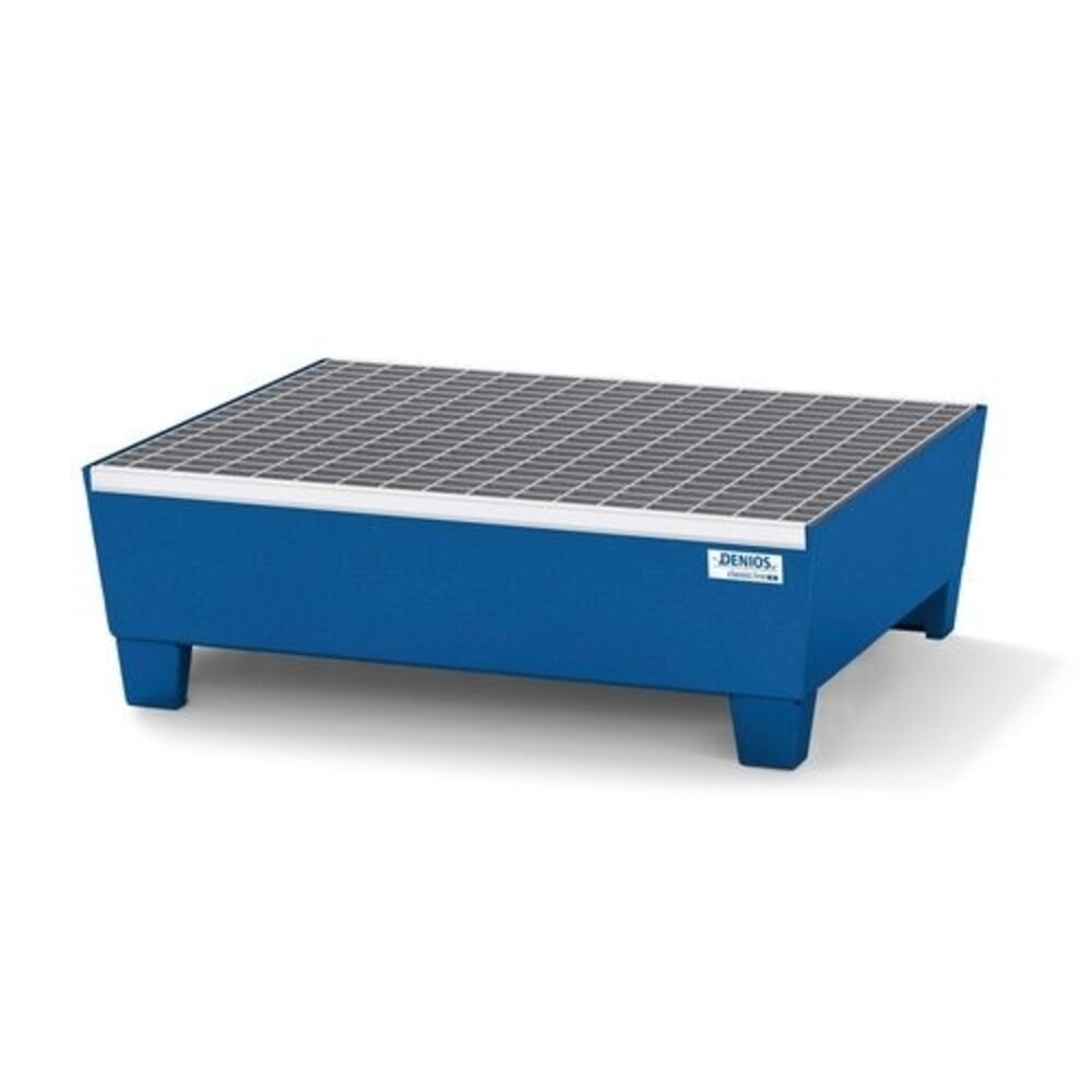 Produktabbildung: Denios Kleingebinde-Auffangwanne classic-line aus Stahl, pulverbeschichtet, für 2 x 60 l Fässer, Füße, Gitterrost