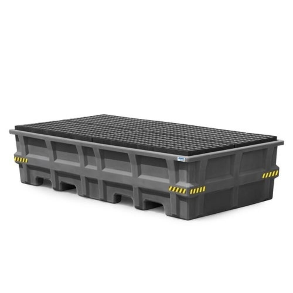 Imagen del producto: Denios bordillo pro-line de PE para 2 IBC, con rejilla de PE, HxAxF 610 x 2530 x 1320 mm