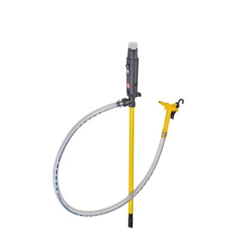 Denios Akku-Fasspumpe aus Polypropylen, Schlauch 1,5 m, Zapfventil, 75 W, Tauchtiefe 500 mm Produktabbildung: Denios Akku-Fasspumpe aus Polypropylen, Schlauch 1,5 m, Zapfventil, 75 W, Tauchtiefe 500 mm