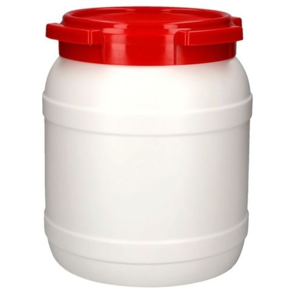 Produktabbildung Nr. 2: Denios Weithals-Fass aus Polyethylen (PE), weiß-rot, WH 15, 15 l Volumen