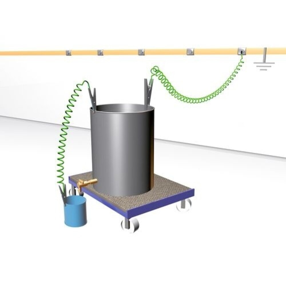Produktabbildung Nr. 2: Denios Spiral-Erdungskabel, 1 Edelstahl-Erdungszange MD 120 mm, 3 m Auszugslänge, ATEX