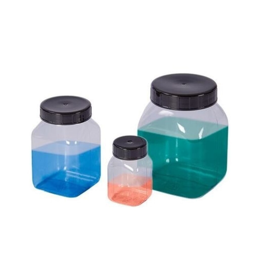 Denios Weithalsflaschen aus PVC, eckig, natur-transparent, 2000 ml, 6 Stück Produktabbildung Nr. 3: Denios Weithalsflaschen aus PVC, eckig, natur-transparent, 2000 ml, 6 Stück