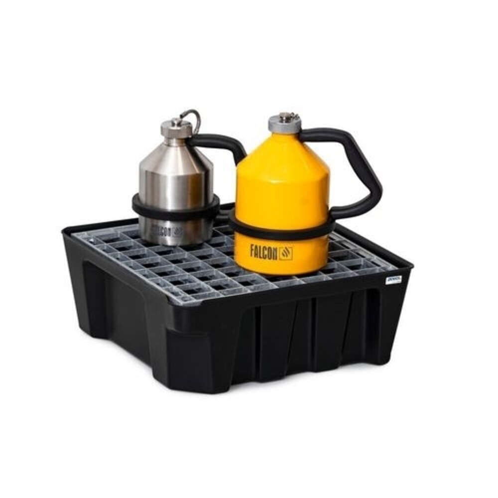 Produktabbildung Nr. 3: Denios Kleingebinde-Auffangwanne base-line aus PE, Höhe 160 mm, mit Ablauf und verz Gitterrost, Auffangvolumen 14 l