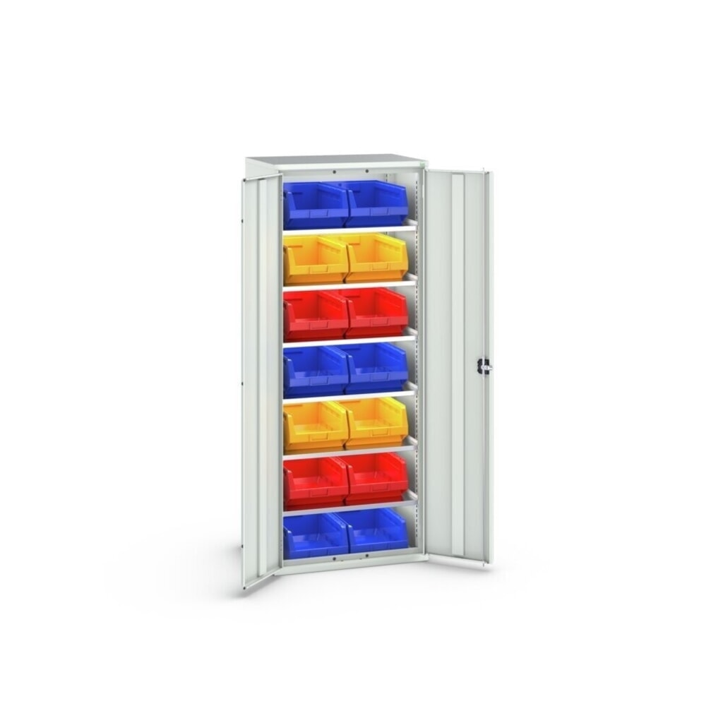 bott verso Magazinschrank, mit 6 Fachböden und 14 Sichtlagerkästen, BxTxH: 800 x 550 x 2000 mm Produktabbildung Nr. 3: bott verso Magazinschrank, mit 6 Fachböden und 14 Sichtlagerkästen, BxTxH: 800 x 550 x 2000 mm