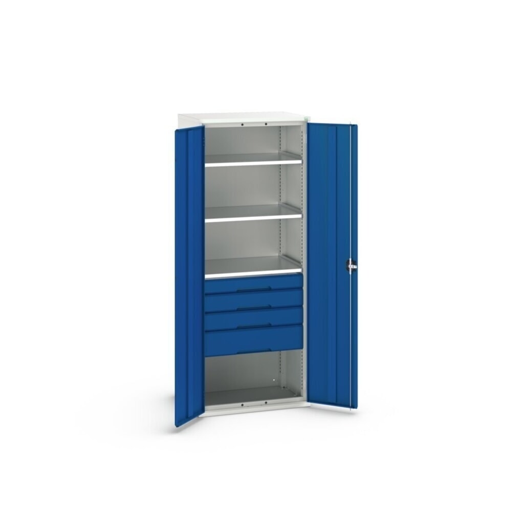bott verso Flügeltürschrank mit Schubladen, mit 3 Fachböden und 4 Schubladen, BxTxH: 800 x 550 x 2000 mm Produktabbildung Nr. 3: bott verso Flügeltürschrank mit Schubladen, mit 3 Fachböden und 4 Schubladen, BxTxH: 800 x 550 x 2000 mm