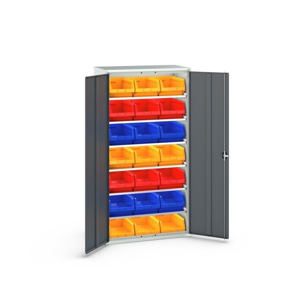 Produktabbildung Nr. 3: bott verso Magazinschrank, mit 6 Fachböden und 21 Sichtlagerkästen, BxTxH: 1050 x550 x 2000 mm