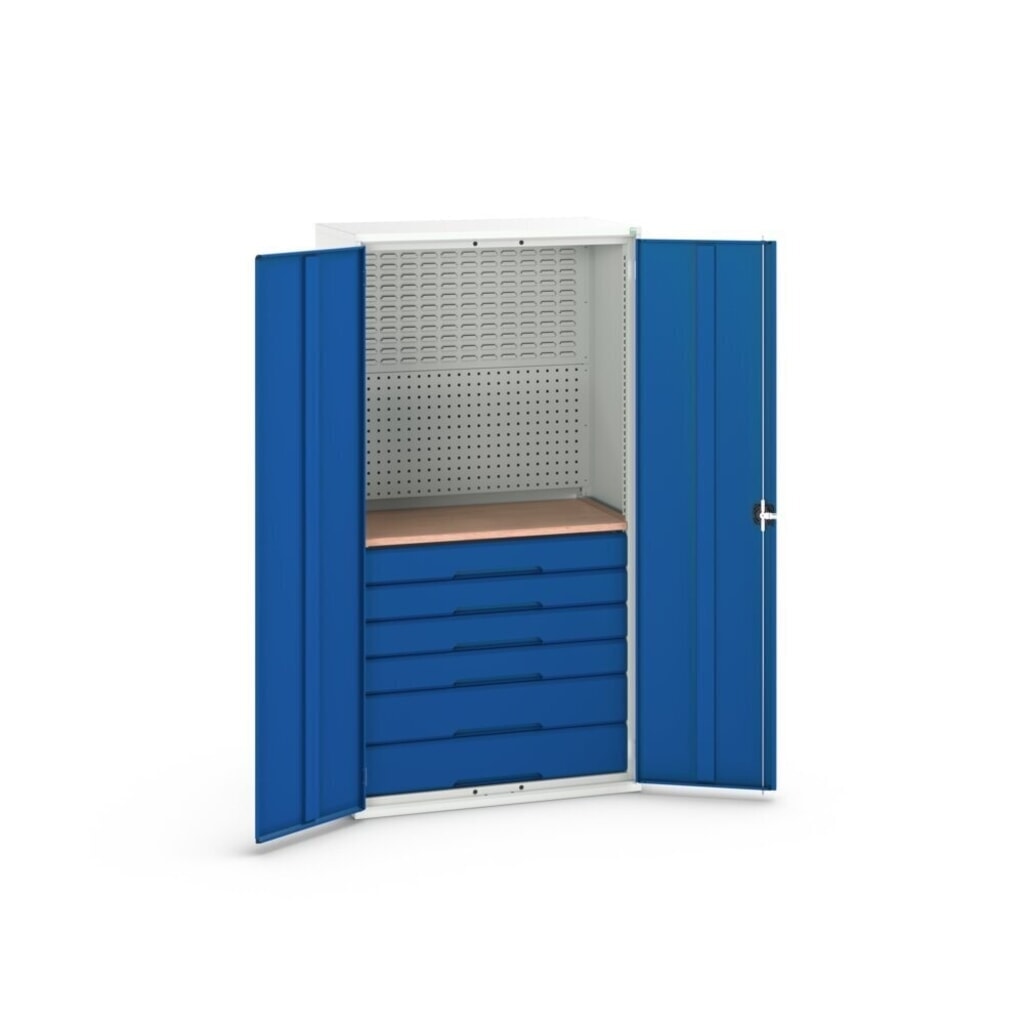 Produktabbildung Nr. 4: bott verso Flügeltürschrank mit 6 Schubladen, mit Rückwand und Arbeitsplatte, BxTxH: 1050 x550 x 2000 mm