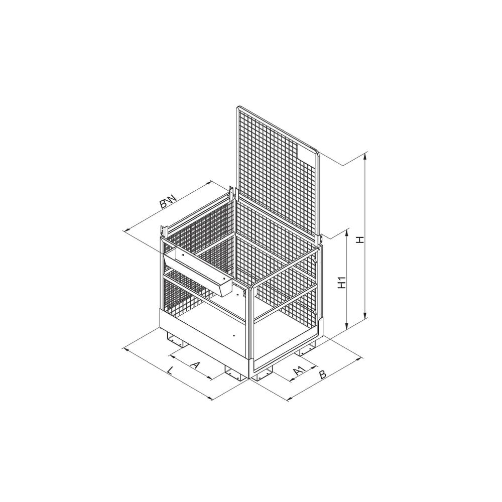 Produktabbildung Nr. 3: Eichinger® Arbeitskorb für Stapler 2 Personen, Aufnahme breite und schmale Seite, reinorange