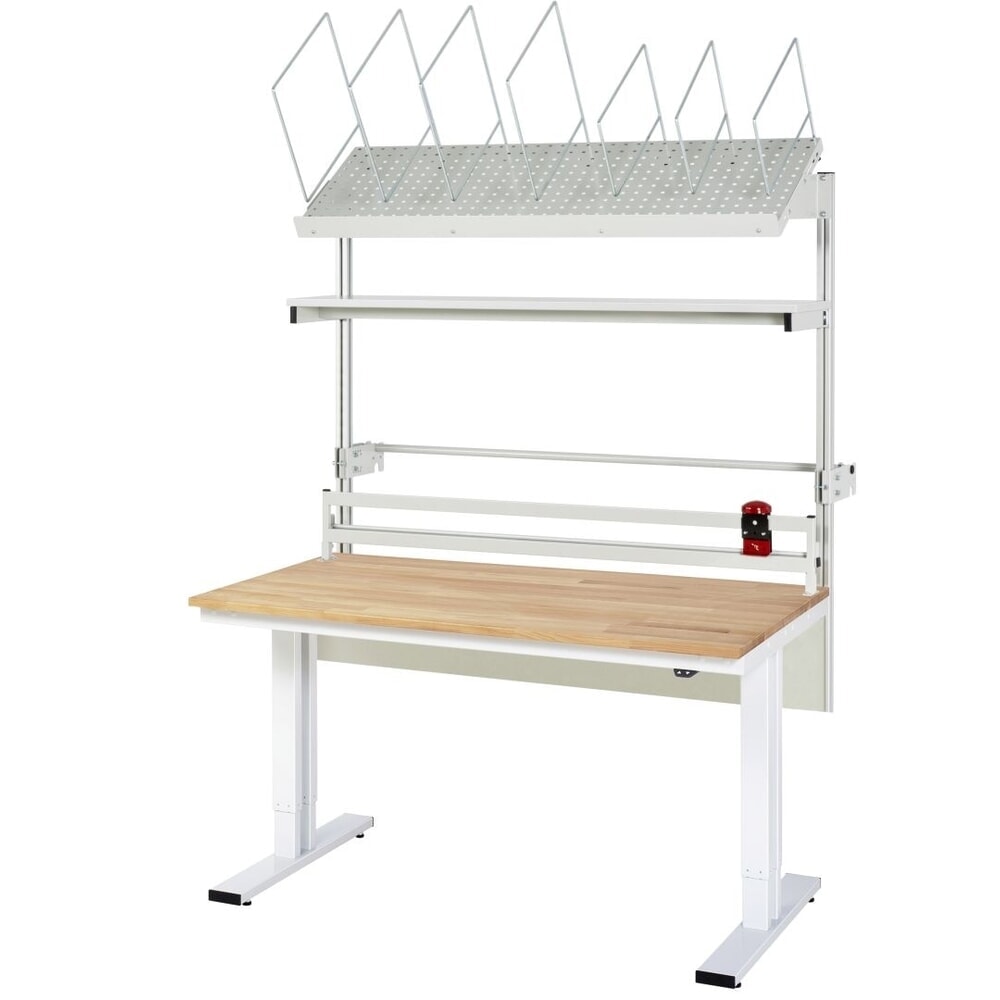 Produktabbildung: RAU Elektrisch höhenverstellbares Packtisch-Set adlatus 300, Aufbau mit Kartonmagazin, Abrolleinheit und Schneidegerät, HxBxT 1850-2250 mm x 2000 mm x 1000 mm