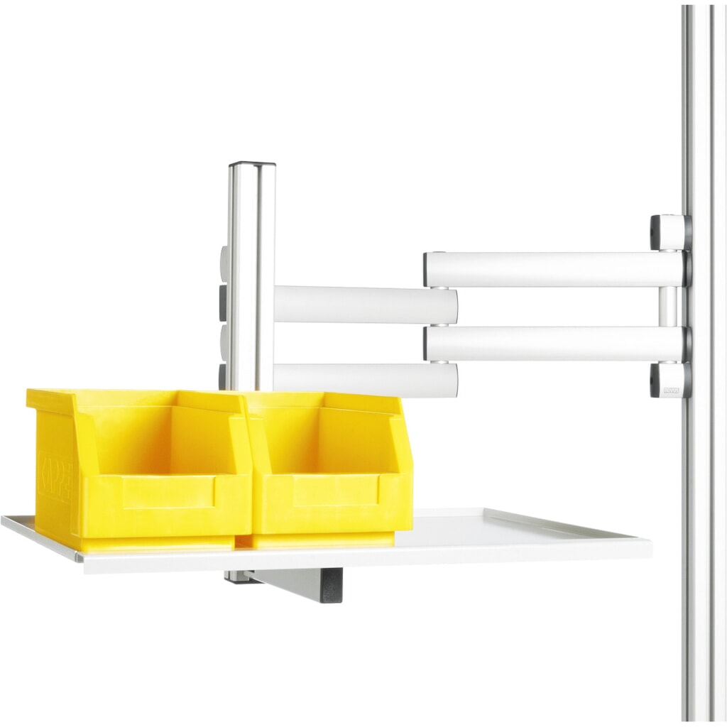 Schwenkarm für RAU Packtisch, mit 3 Gelenken, inklusive Tablar, Reichweite 540 mm Produktabbildung: Schwenkarm für RAU Packtisch, mit 3 Gelenken, inklusive Tablar, Reichweite 540 mm