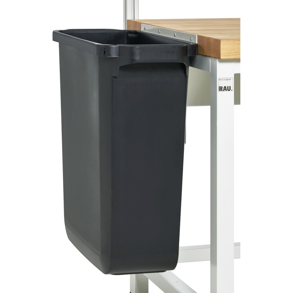Mülleimer für RAU Packtisch, zur Plattenmontage, Volumen 60 l, schwarz Produktabbildung: Mülleimer für RAU Packtisch, zur Plattenmontage, Volumen 60 l, schwarz