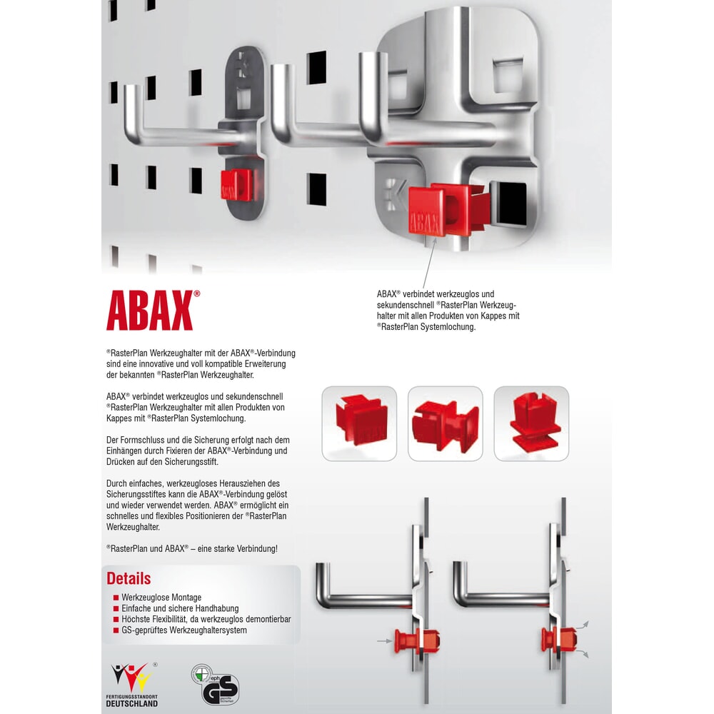 Produktabbildung Nr. 2: Kappes ABAX Werkzeugklemme, alufarben, Durchmesser 6 mm, Tiefe 25 mm
