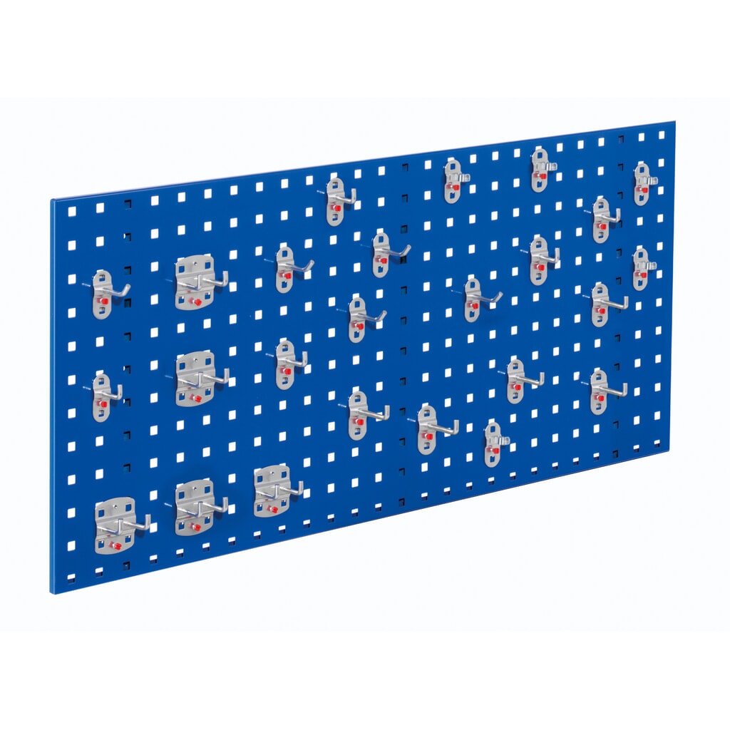 Kappes RasterPlan Lochplatten-Einsteigerset, mit Werkzeughaltersortiment, HxBxT 450 mm x 1000 mm x 150 mm, 25-teilig, enzianblau Produktabbildung: Kappes RasterPlan Lochplatten-Einsteigerset, mit Werkzeughaltersortiment, HxBxT 450 mm x 1000 mm x 150 mm, 25-teilig, enzianblau