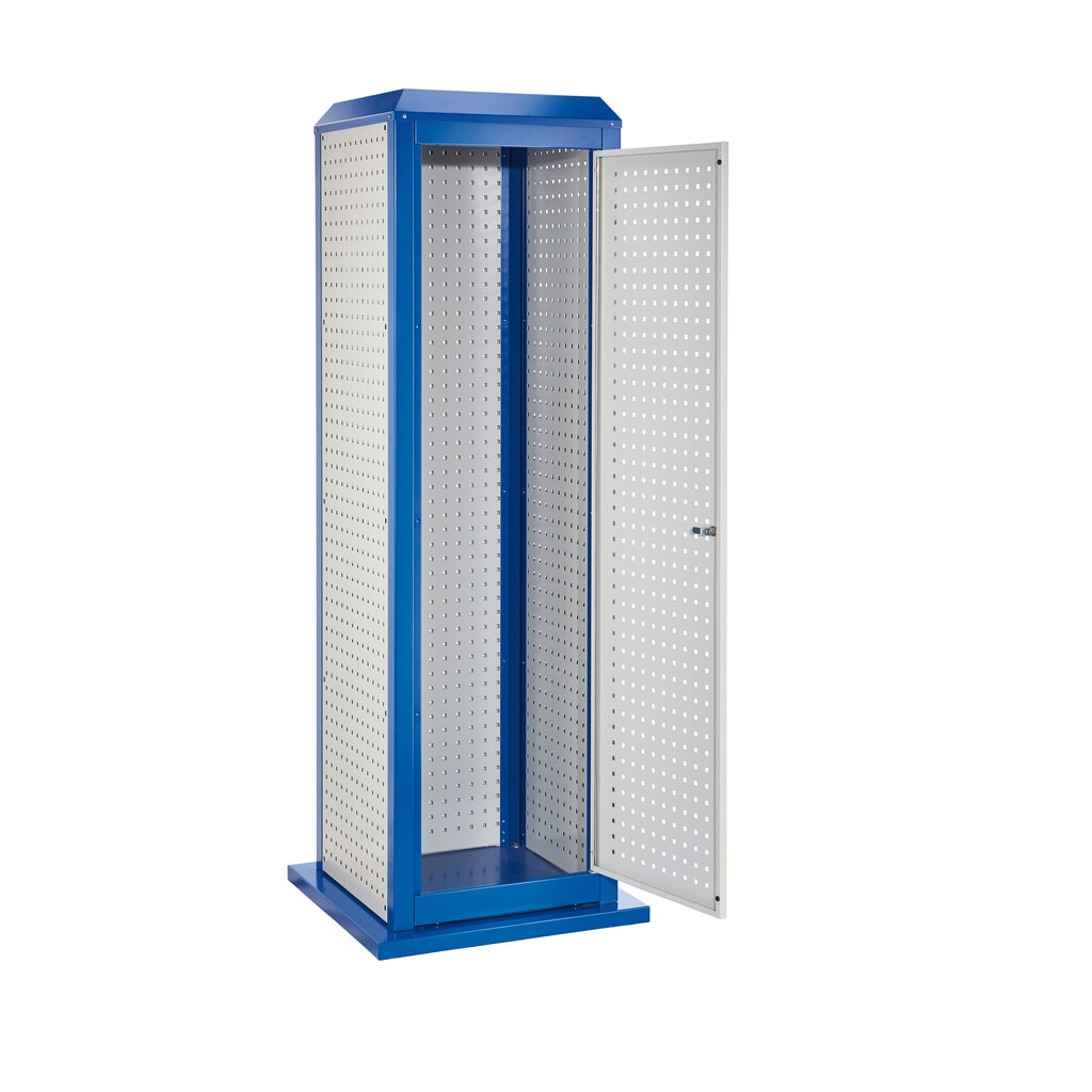 Produktabbildung: Kappes RasterPlan Werkzeugturm mit Tür, groß, stationär, Modell 2, lichtgrau/enzianblau