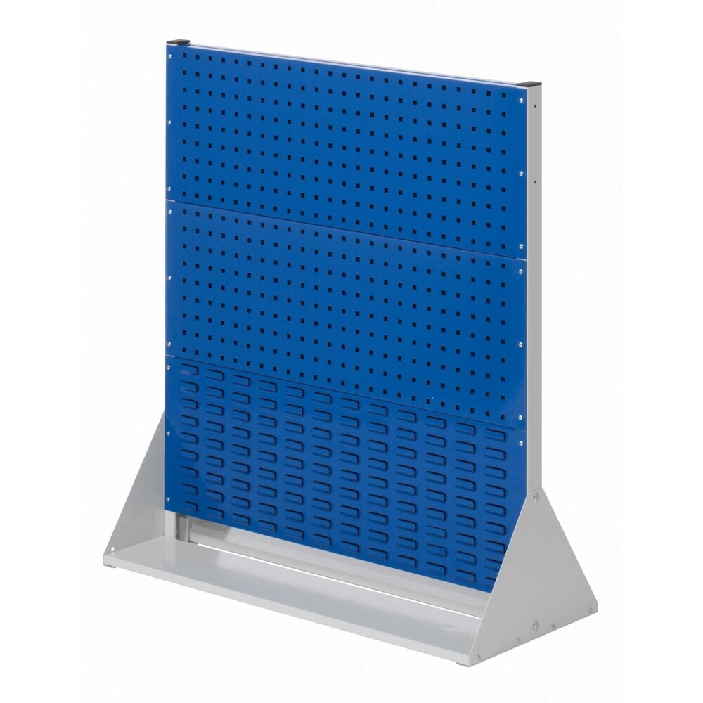 Produktabbildung: Kappes RasterPlan Lochplatten-Wand, doppelseitig, 4 Lochplatten, 2 Schlitzplatten, HxBxT 1100 x 1000 x 430 mm, lichtgrau/enzianblau