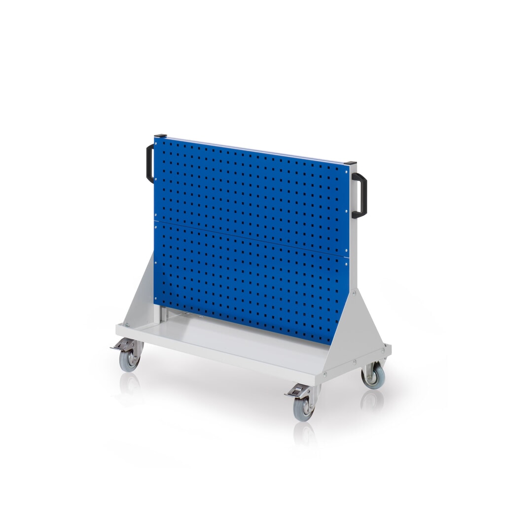 Produktabbildung: Kappes RasterPlan Lochplatten-Wand, doppelseitig, 4 Lochplatten, HxBxT 760 x 1000 x 430 mm, lichtgrau/enzianblau