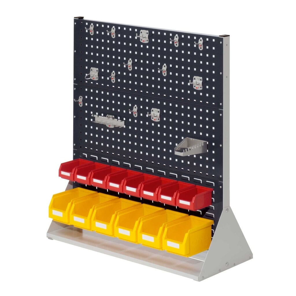 Kappes RasterPlan Lochplatten-Wand, doppelseitig, Werkzeughaltersortiment 15-teilig, HxBxT 1100 x 1000 x 430 mm, lichtgrau/anthrazitgrau Produktabbildung: Kappes RasterPlan Lochplatten-Wand, doppelseitig, Werkzeughaltersortiment 15-teilig, HxBxT 1100 x 1000 x 430 mm, lichtgrau/anthrazitgrau