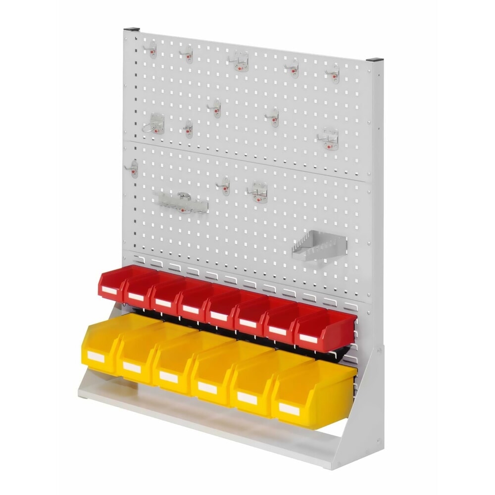 Produktabbildung: Kappes RasterPlan Lochplatten-Wand, einseitig, Werkzeughaltersortiment 15-teilig, HxBxT 1100 x 1000 x 240 mm, lichtgrau