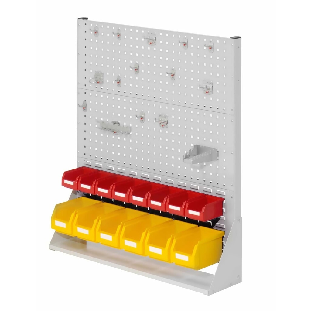 Kappes RasterPlan Lochplatten-Wand, einseitig, Werkzeughaltersortiment 15-teilig, HxBxT 1100 x 1000 x 240 mm, lichtgrau Produktabbildung: Kappes RasterPlan Lochplatten-Wand, einseitig, Werkzeughaltersortiment 15-teilig, HxBxT 1100 x 1000 x 240 mm, lichtgrau