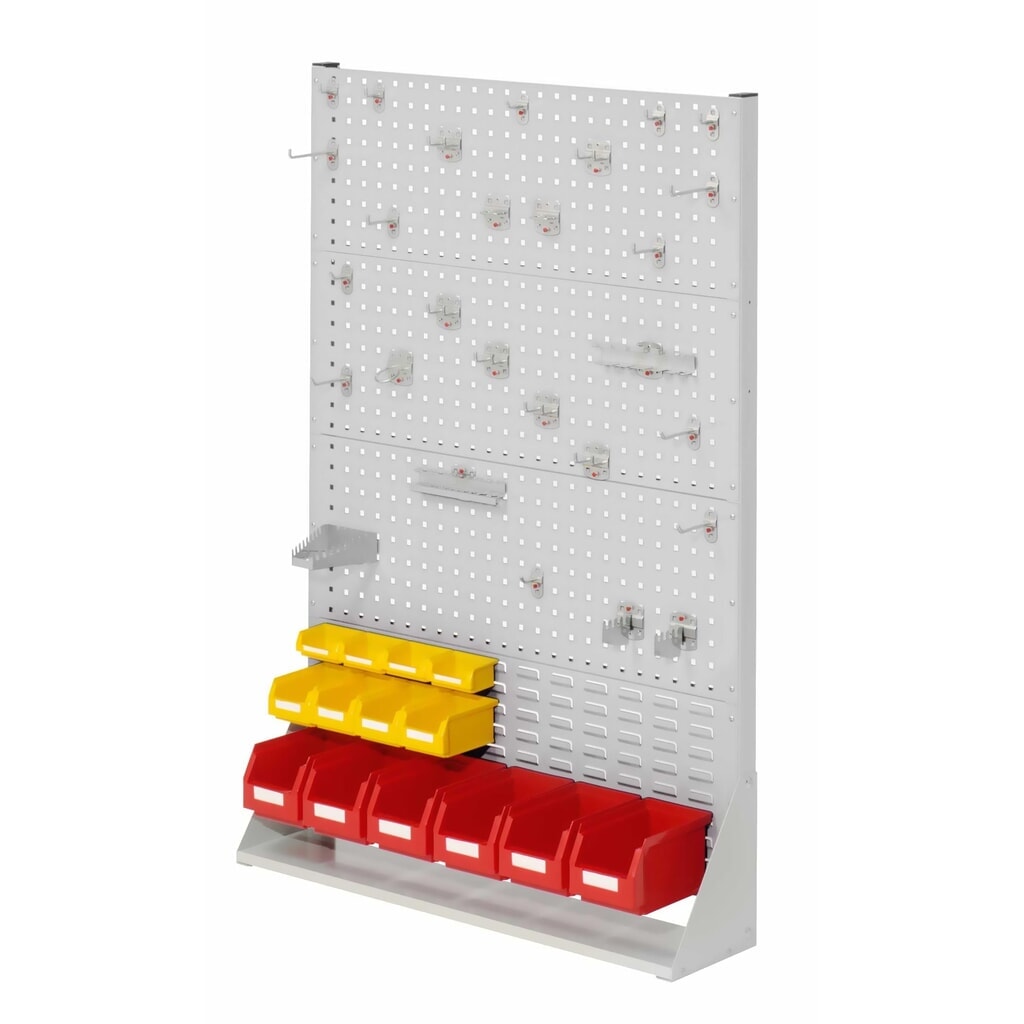 Kappes RasterPlan Lochplatten-Wand, einseitig, Werkzeughaltersortiment 28-teilig, HxBxT 1450 x 1000 x 240 mm, lichtgrau Produktabbildung: Kappes RasterPlan Lochplatten-Wand, einseitig, Werkzeughaltersortiment 28-teilig, HxBxT 1450 x 1000 x 240 mm, lichtgrau