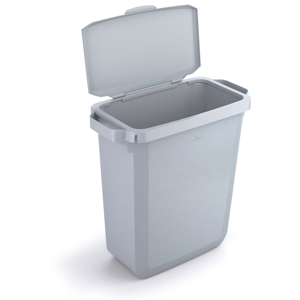 DURABLE Abfallbehälter für Innen DURABIN®, Volumen 60 l, mit Klappdeckel grau Produktabbildung: DURABLE Abfallbehälter für Innen DURABIN®, Volumen 60 l, mit Klappdeckel grau
