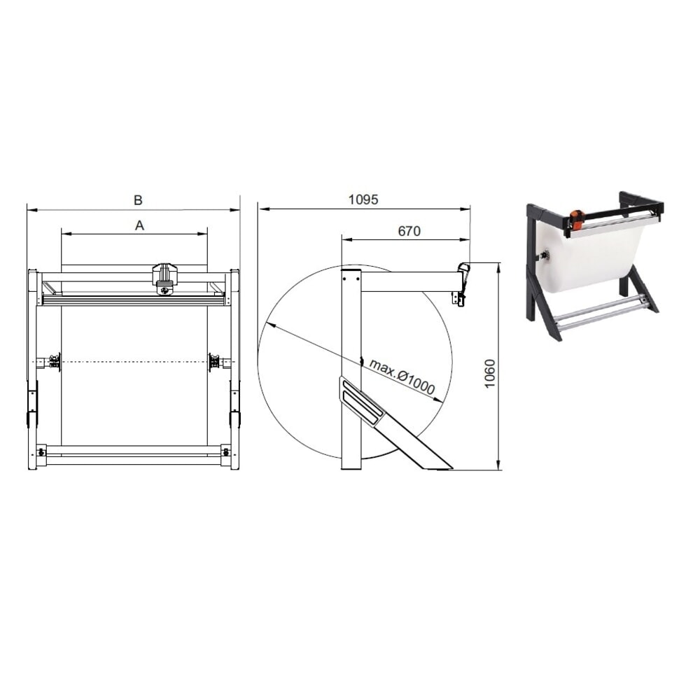 Produktabbildung Nr. 4: Rocholz Schneidständer waagerecht, für Großrollen, Rollengewicht max. 200 kg, Schnittbreite 1250 mm