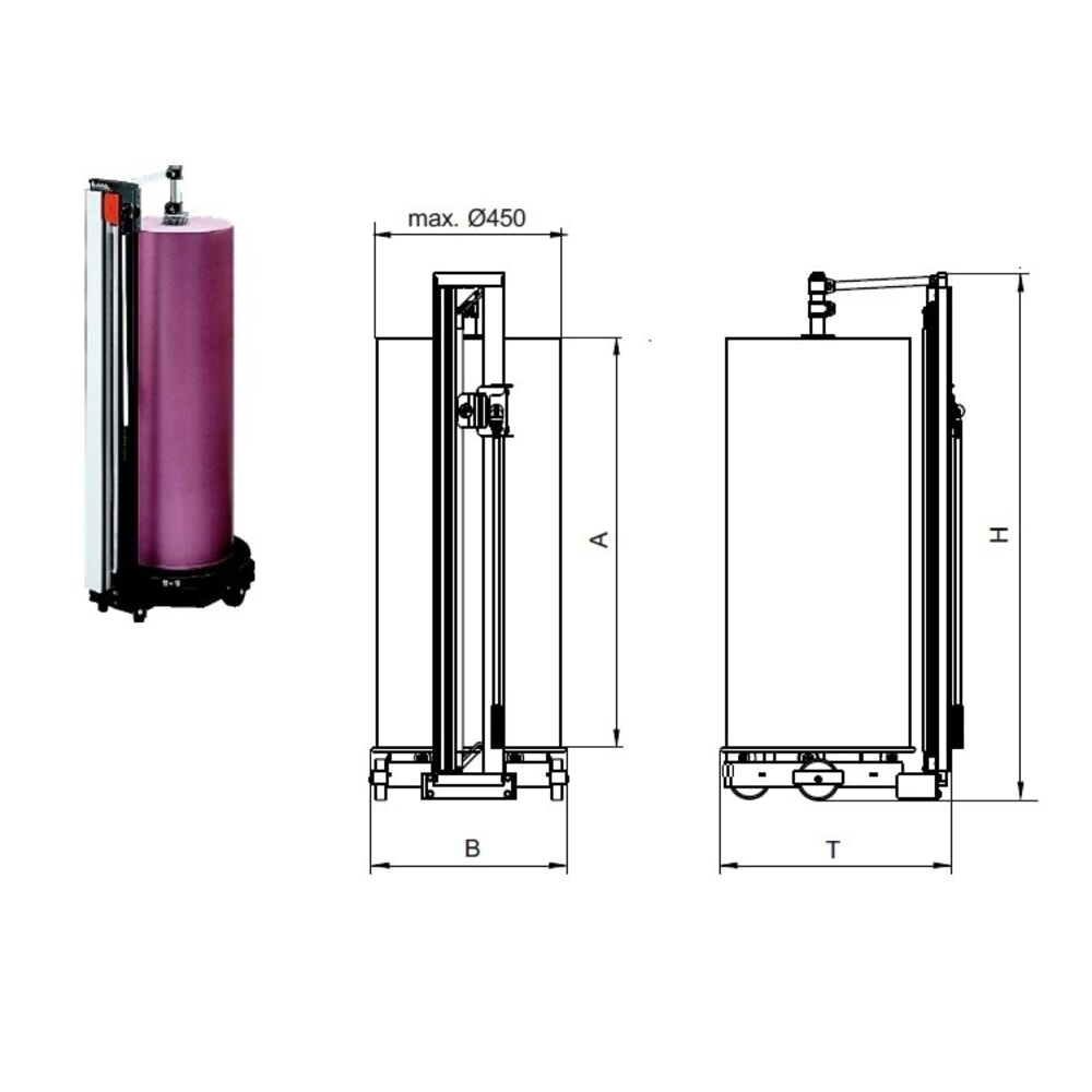 Produktabbildung Nr. 4: Rocholz Schneidständer senkrecht, für schwere Rollen, Rollengewicht max. 200 kg,  Rollen-Ø max. 450 mm, Schnittbreite 1250 mm