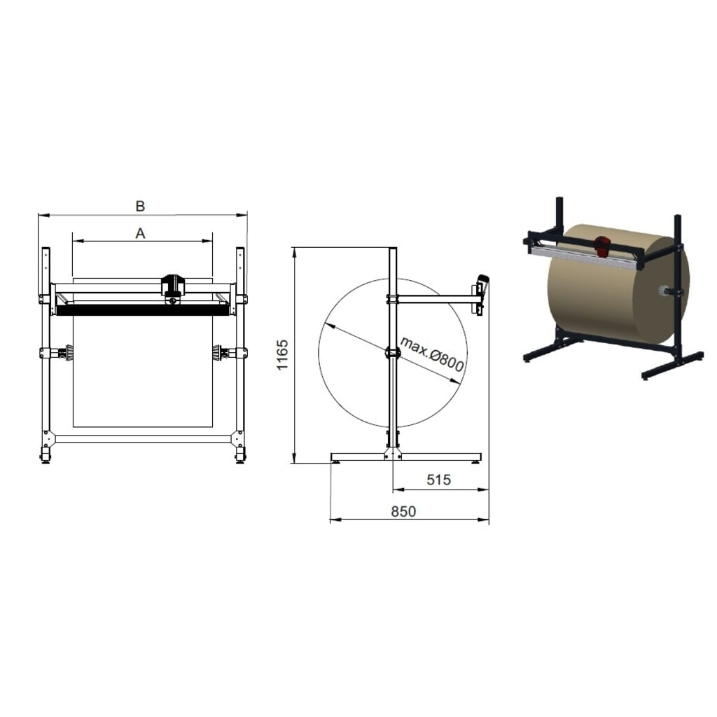 Produktabbildung Nr. 4: Rocholz Schneidständer, für kompakte Rollen, Rollengewicht max. 100 kg, Schnittbreite 1000 mm