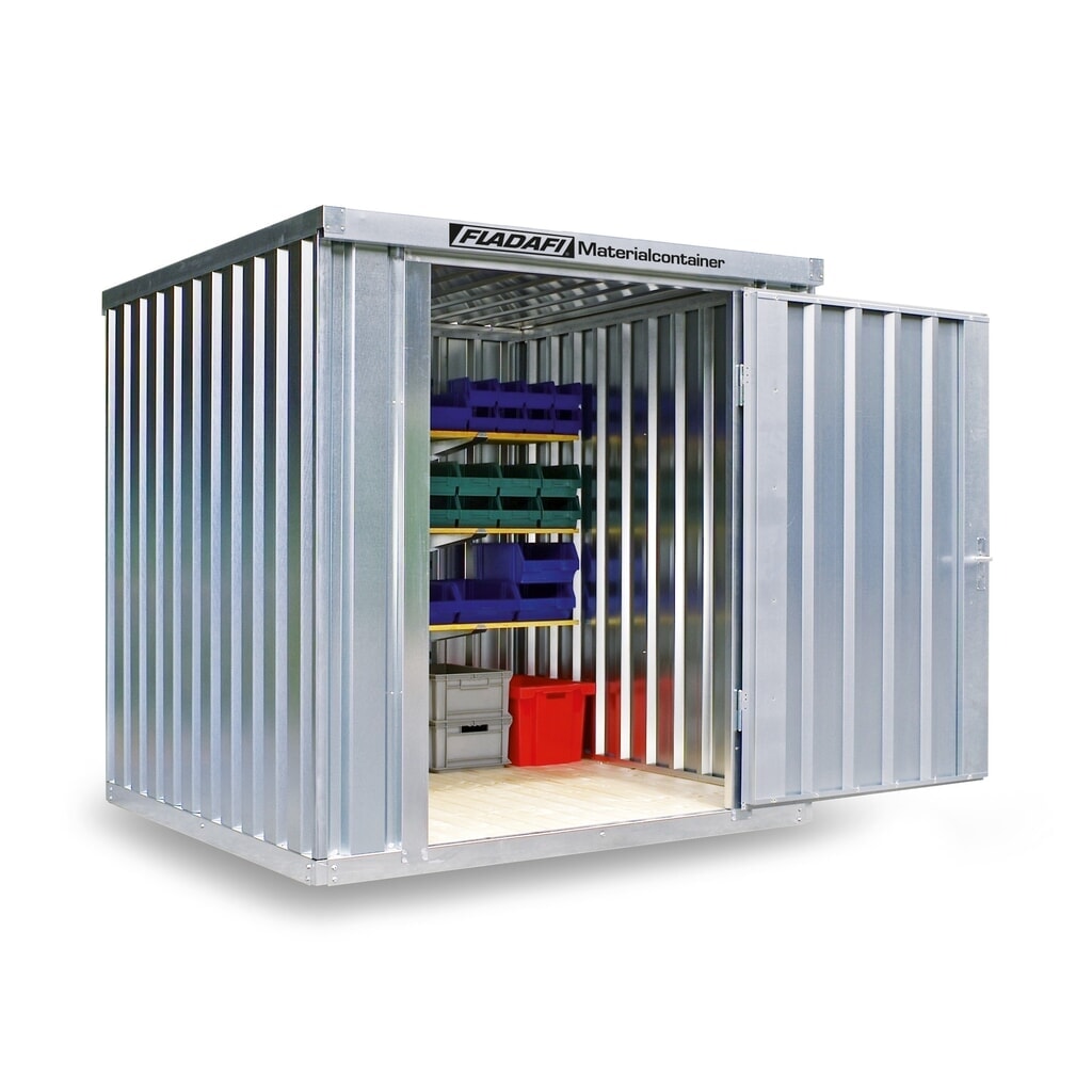 Produktabbildung: FLADAFI® Materialcontainer Einzelmodul, verzinkt, HxBxT 2.150 x 2.100 x 2.170 mm, zerlegt, Holzfußboden