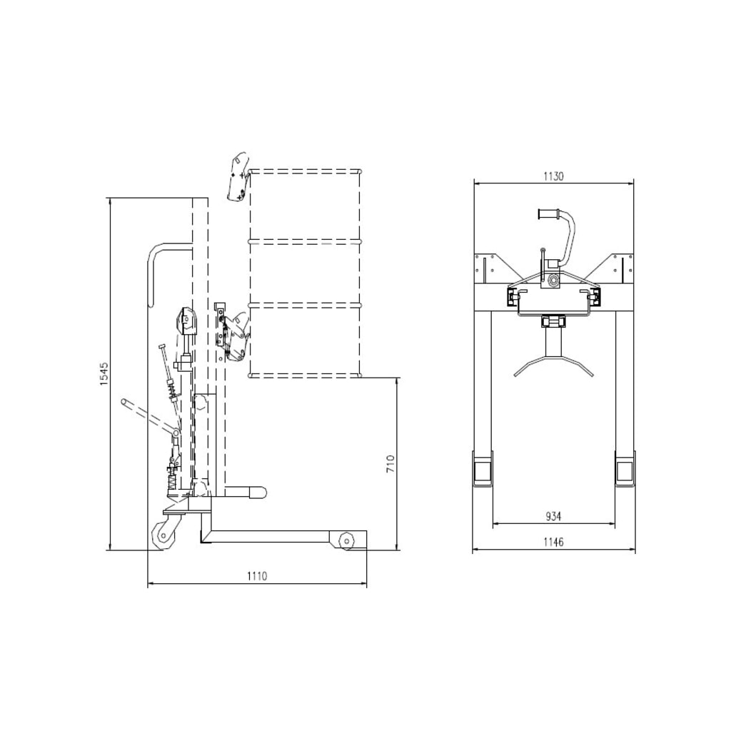 Produktabbildung Nr. 3: Fassheber mit Fußpedalhub, Frontalaufnahme, Hubhöhe 750 mm, TK 350 kg, RAL 3020 verkehrsrot
