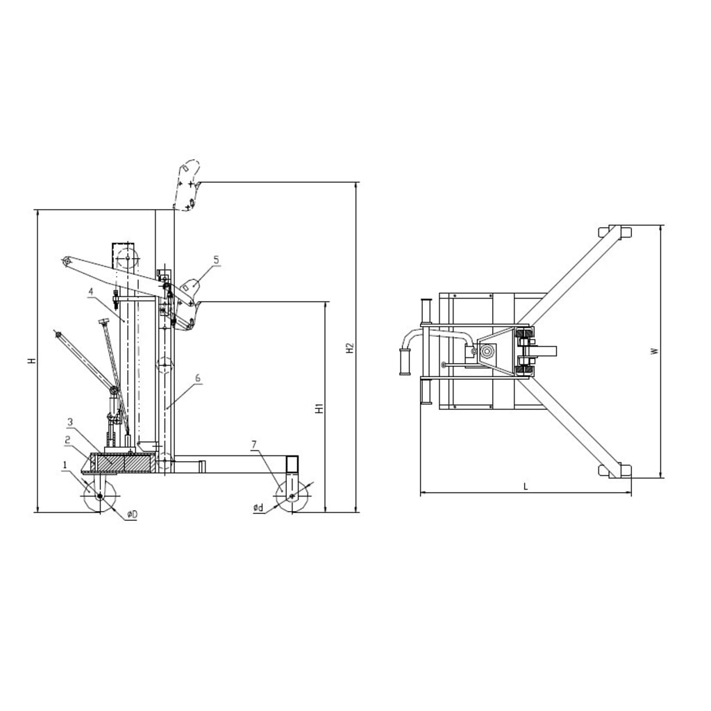 Fassheber mit Fußpedalhub, Eckaufnahme, Hubhöhe 500 mm, TK 450 kg, RAL 3020 verkehrsrot Produktabbildung Nr. 3: Fassheber mit Fußpedalhub, Eckaufnahme, Hubhöhe 500 mm, TK 450 kg, RAL 3020 verkehrsrot
