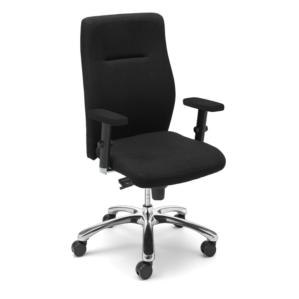 Produktabbildung: Nowy Styl Schwerlast-Bürostuhl Nero-Up bis 150 kg, 2D-Armlehnen, Polster-Rückenlehne, schwarz